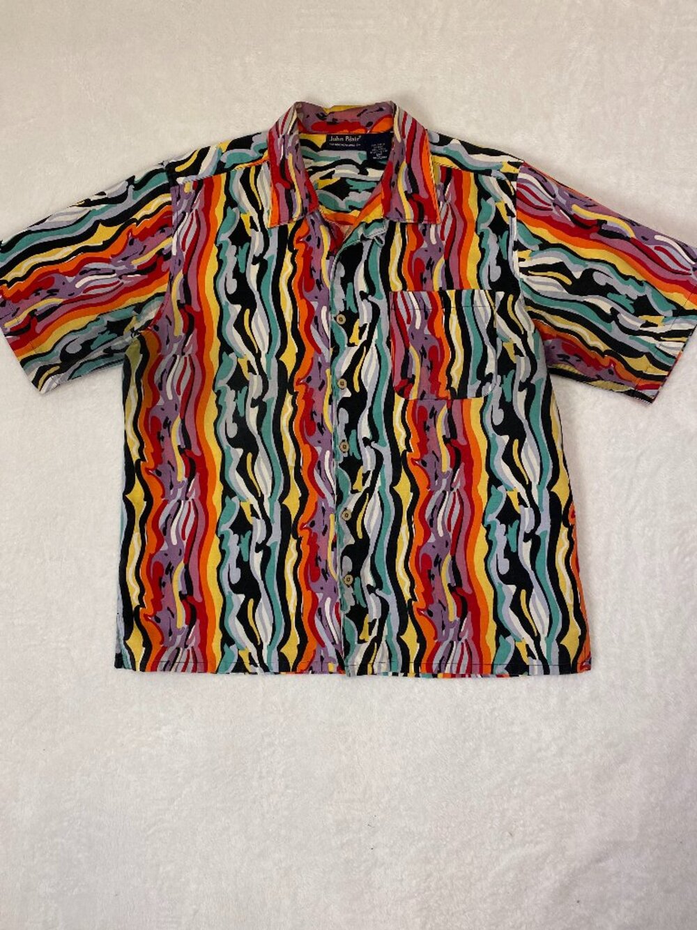 True Vintage John Blair 100% Cotton Colorful 80s Button Down Shirt Men's Size L